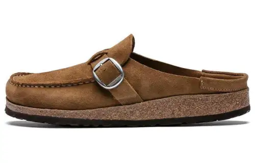 Birkenstock Suede Closed Toe Slippers Women's Light Brown Regular