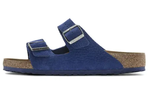 Birkenstock Leather Slide Slippers Men's Indigo Narrow