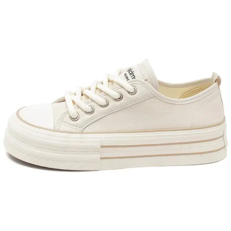 AGSDON White Sneakers Height Increasing Height Increasing Low top Canvas Shoes 3cm Women's