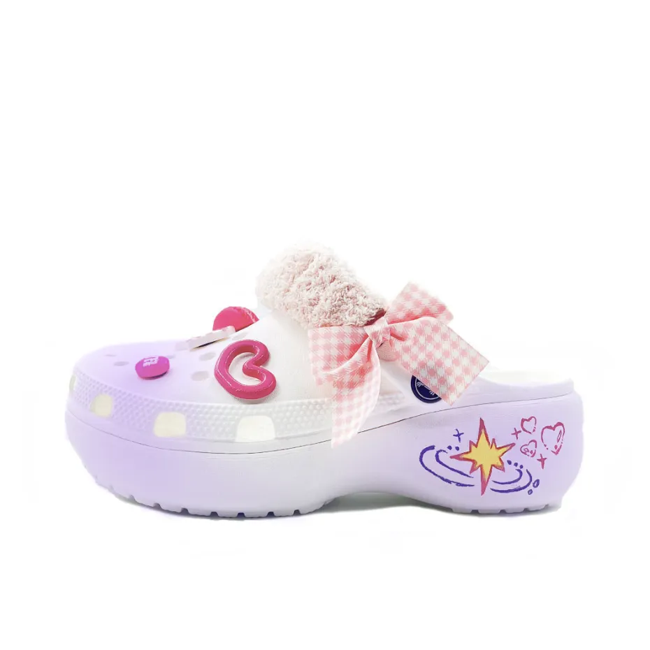 Crocs Classic Platform Clog Summer Mist Cherry Blossom Seaside Campus Style EVA Clogs Unisex Purple