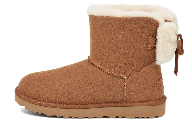 Женские ботинки UGG Classic Double Bow Mini (коричневые)