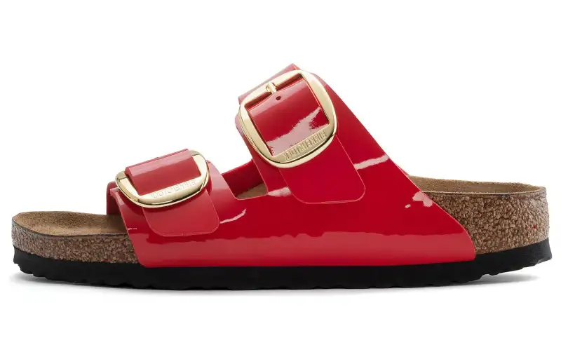 Birkenstock Leather Slide Slippers Women's Red Narrow