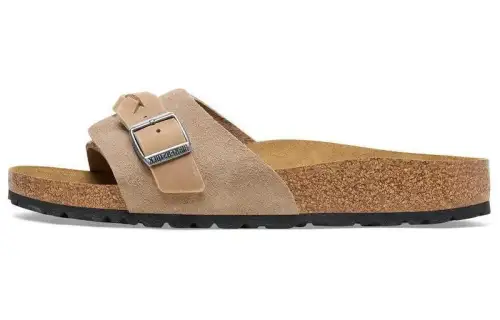 Birkenstock Suede Slide Slippers Women's Taupe Regular