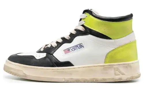 AUTRY Medalist Leather Mid Super Vintage White Lime Green Black