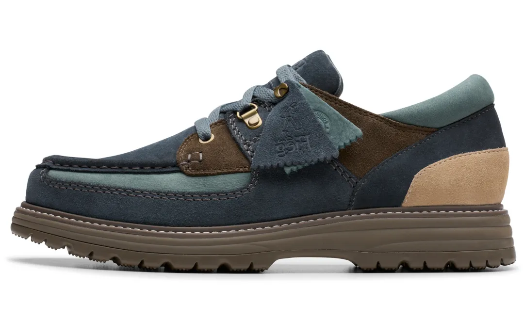 Clarks Cow Split Leather Casual Shoes Men's Dark Blue