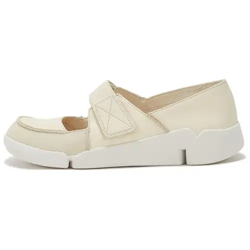 Clarks Cow Leather Casual Shoes 1CM Women's Beige