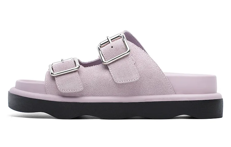 Dickies Rubber Sole Leather Patchwork Slide Slippers Women's Light Pink