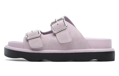 Dickies Rubber Sole Leather Patchwork Slide Slippers Women's Light Pink