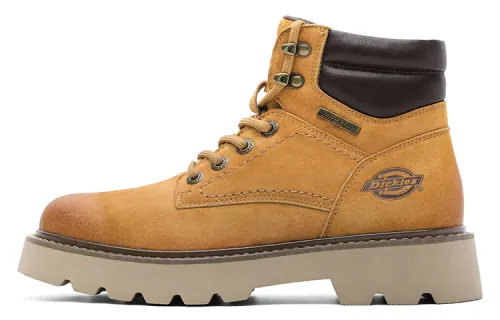 Dickies Leather Crew Combat Boots Men's Yellow Brown