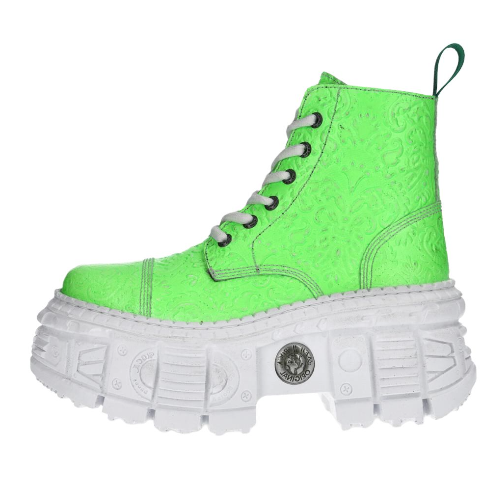 NEW ROCK Crew Combat Boots 10cm Unisex Green