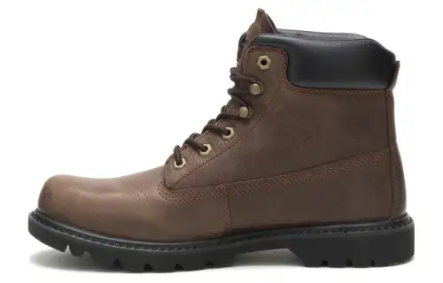 CAT Leather Short Combat Boots Women's Dark Brown