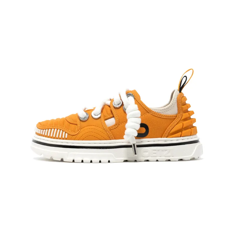 OETZI Skateboard Shoes Unisex Low Top Brown Yellow