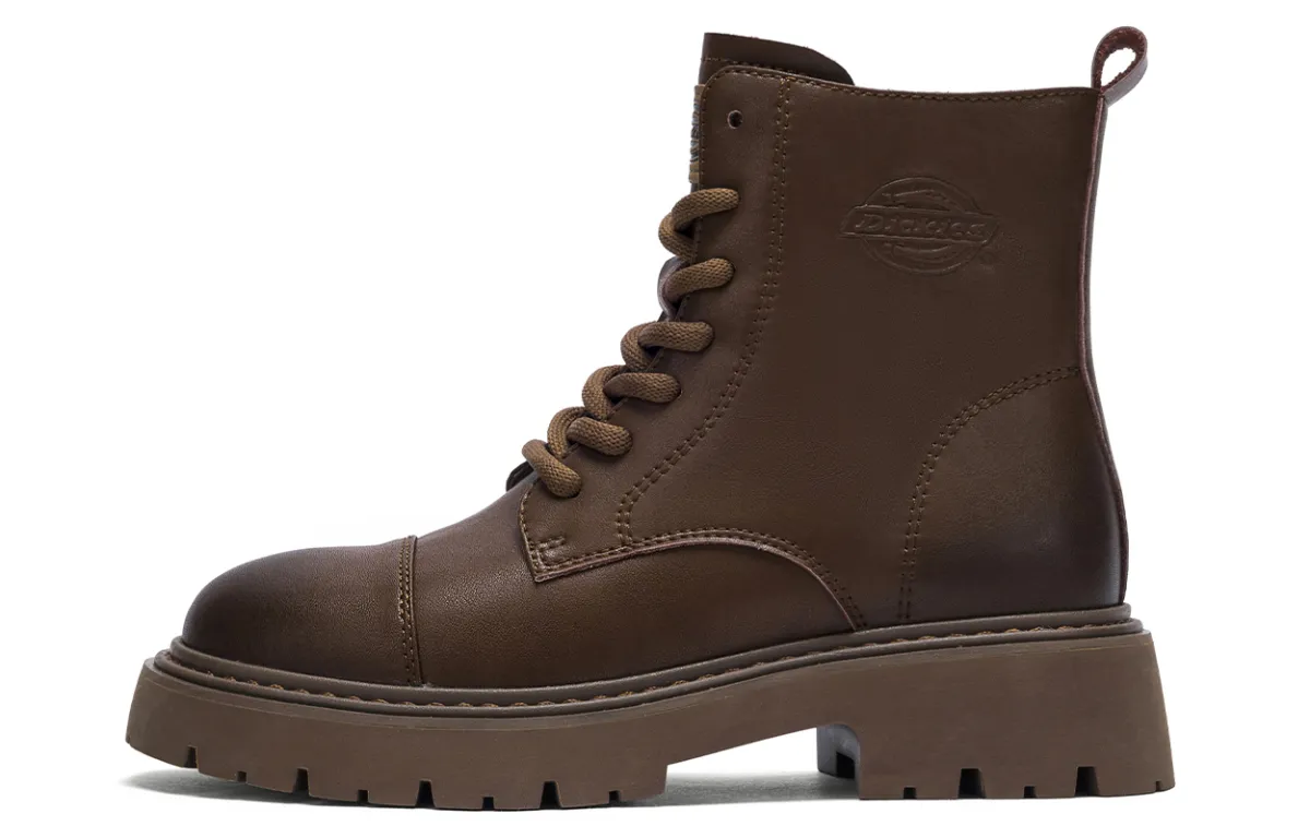 Dickies Fashion Vintage Versatile Combat Boots Women's Maillard Style Brown