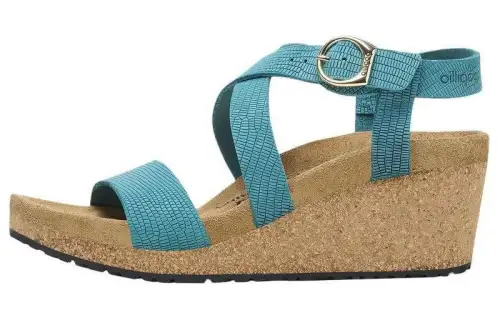 Birkenstock Leather One Strap Sandals 4cm Women's Blue Narrow