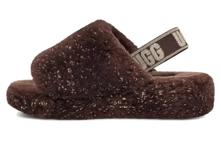 UGG FLUFF YEAH One Strap Sandals Women's Brown
