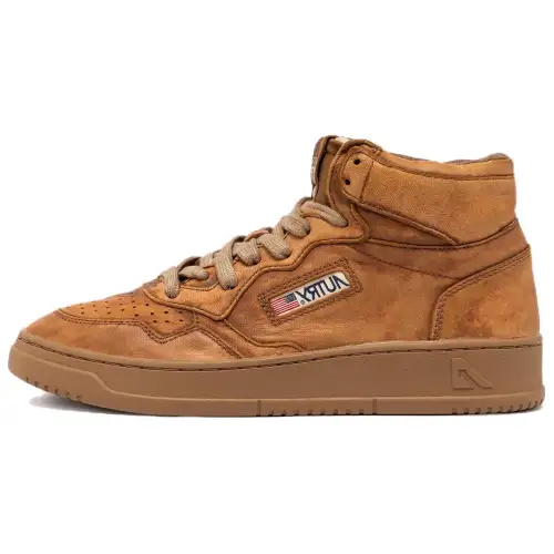 AUTRY Leather Slip Resistant High top Skateboard Shoes Men's Brown