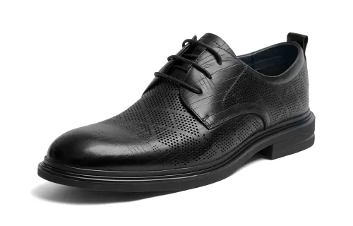 Red Dragonfly cow leather non-slip wear-resistant derby shoes business commuting formal leather shoes men's style