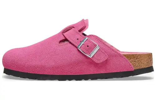 Birkenstock Suede Closed Toe Slippers Women's Fuchsia Narrow