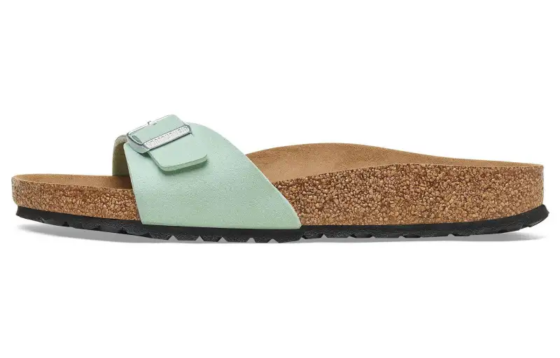 Birkenstock Synthetic Leather Slide Slippers Women's Matcha Green Narrow