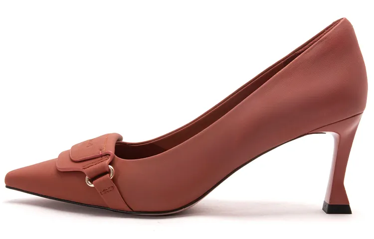 PACO GIL Sheepskin Slim Heel High Heels 7cm Women's Brick Red