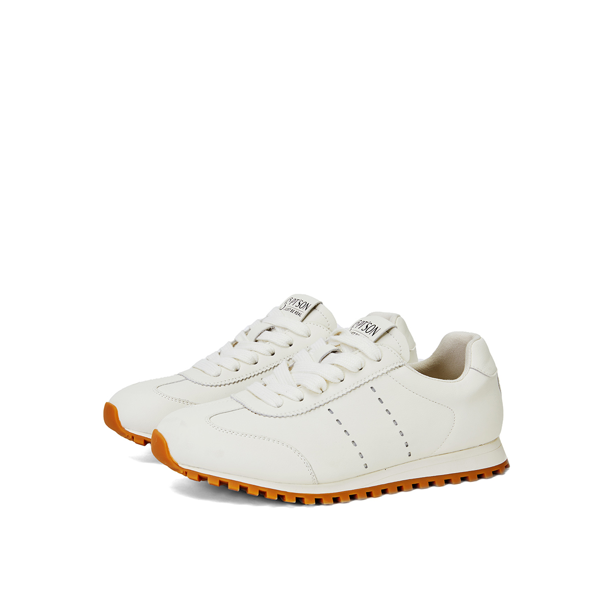 PT’SON Synthetic Leather Slip Resistant Slip Resistant Low top Running Shoes Women’s Ecru