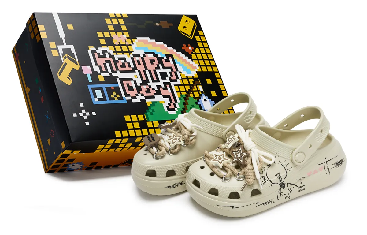 Crocs Crush Clog 811 Manufacturing, Special Creation, Special Shoe Box Clogs Unisex Bone White