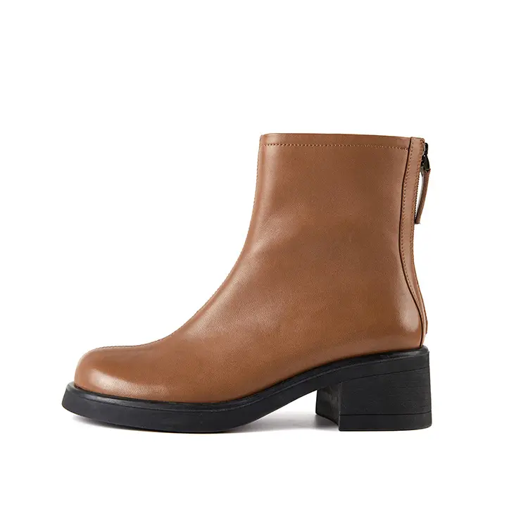 Marie Claire Sheepskin Ankle Boots 5.5cm Women's Caramel Brown