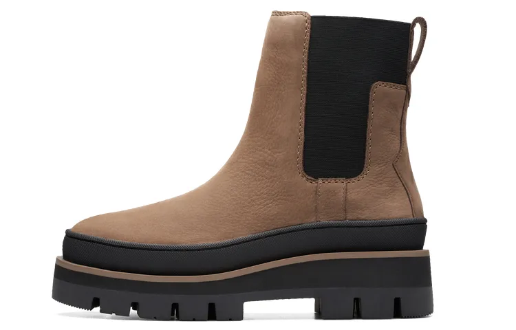 Clarks Oli Collection Top Grain Cow Leather Crew Chelsea Boots Women's Brown