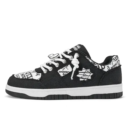 The Simpsons Skateboard Shoes Unisex Low Top Black And White/Ecru/Denim Blue