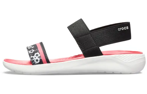 Crocs LiteRide Pattern Outdoor Open Toe Black Red Sandals 'Black Red' Women's