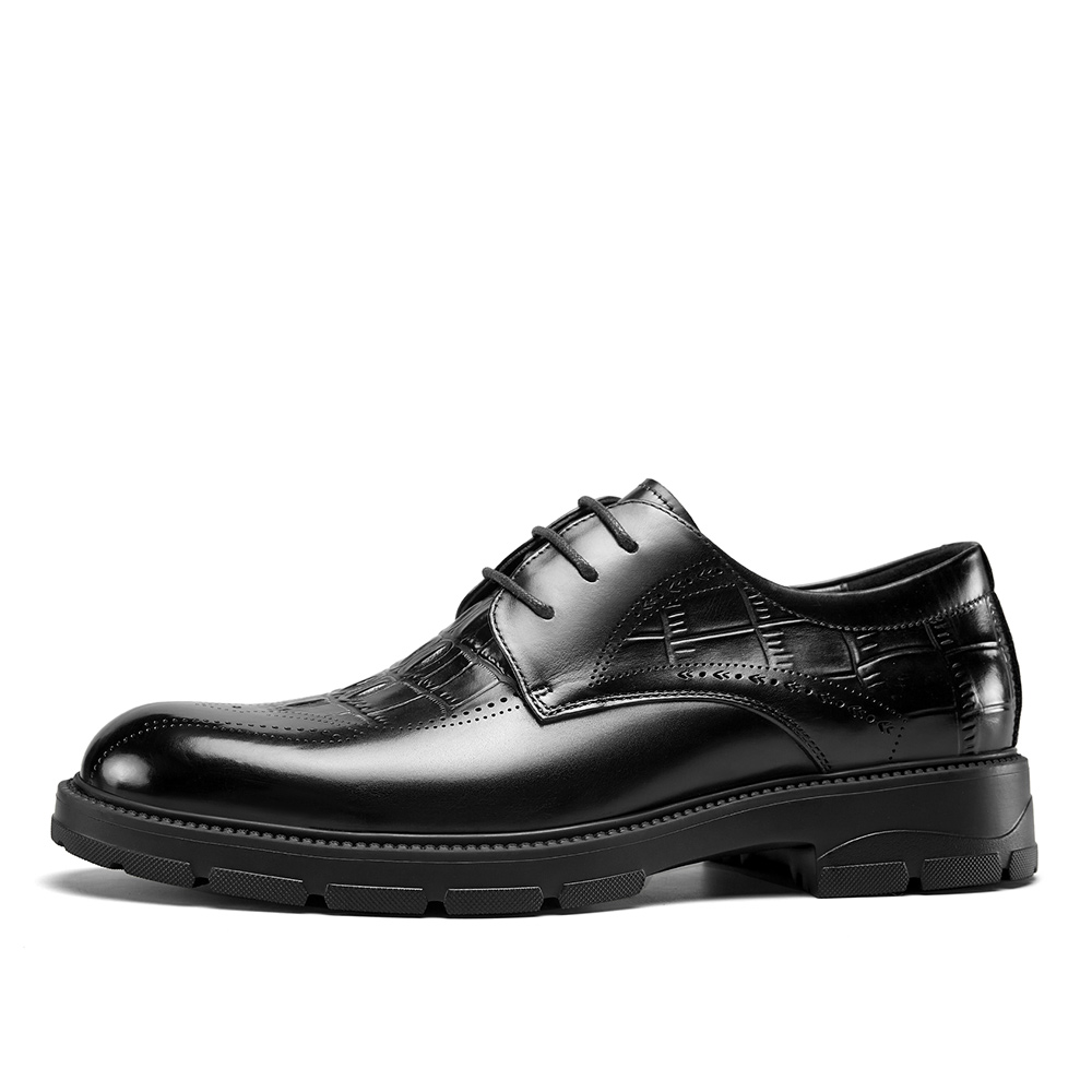 Yierkan cow leather business formal leather shoes spring brogue carved British derby shoes fashion shoes men's style