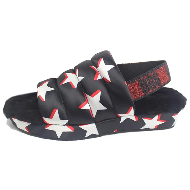 UGG Puff Yeah Stars One Strap Sandals Unisex Black