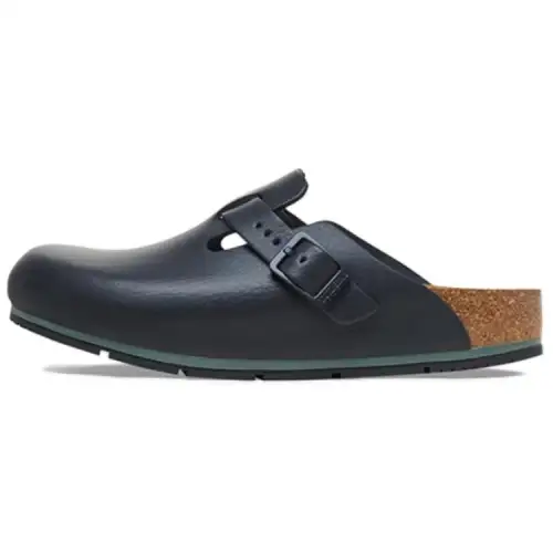 Birkenstock buckle leather slippers