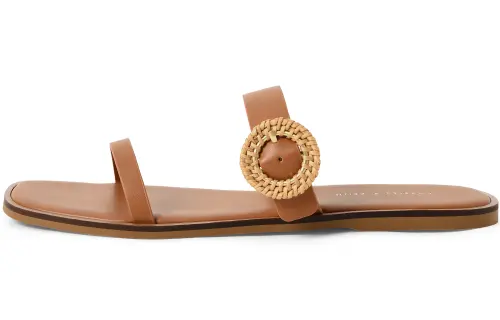 CHARLES&KEITH Composite Sole Slide Slippers 1cm Women's CARAMEL/White