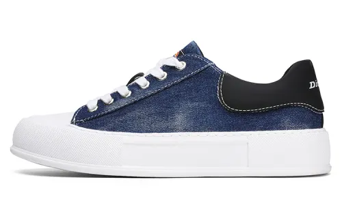 Dickies Patchwork Collection, Trendy Denim Low Top Canvas Shoes Men's Blue