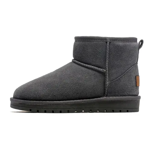 PAUL FRANK Cow Split Leather Thermal Slip Resistant Fleece Lined Comfortable Versatile Short Snow Boots Unisex