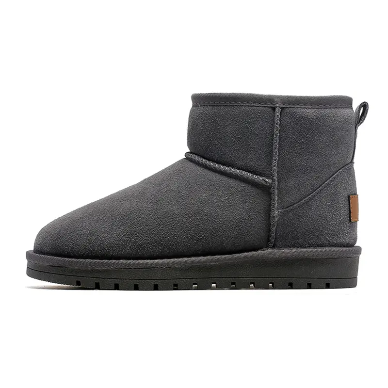 PAUL FRANK Cow Split Leather Thermal Slip Resistant Fleece Lined Comfortable Versatile Short Snow Boots Unisex