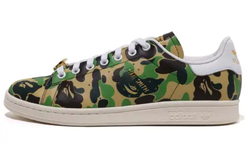 A BATHING APE x Adidas Originals ABC Camo STAN SMITH Low top Skateboard Shoes Women's Camouflage