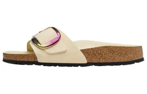 Birkenstock Leather Slide Slippers Women's Beige