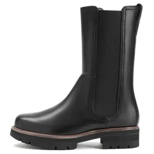 Clarks Cow Leather Comfortable Round Toe Crew Chelsea Boots Women's Black