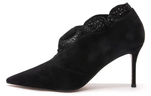PACO GIL Sheepskin Slim Heel High Heels 7.5cm Women's Black