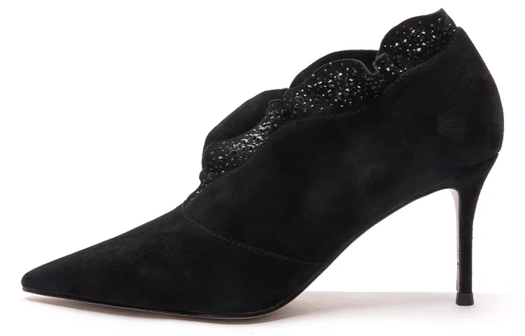 PACO GIL Sheepskin Slim Heel High Heels 7.5cm Women's Black
