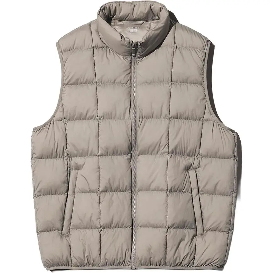 UNIQLO Down Vests Unisex Dark Beige Stand Collar Moderate Other