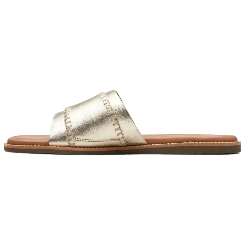 Clarks Slip Resistant Slide Slippers Women's Champagne Gold