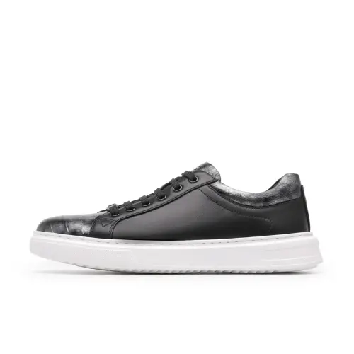 Chrisdien Deny Cow Leather Classic And Versatile Abrasion Resistant Cushioning Low top Skateboard Shoes Men's Black