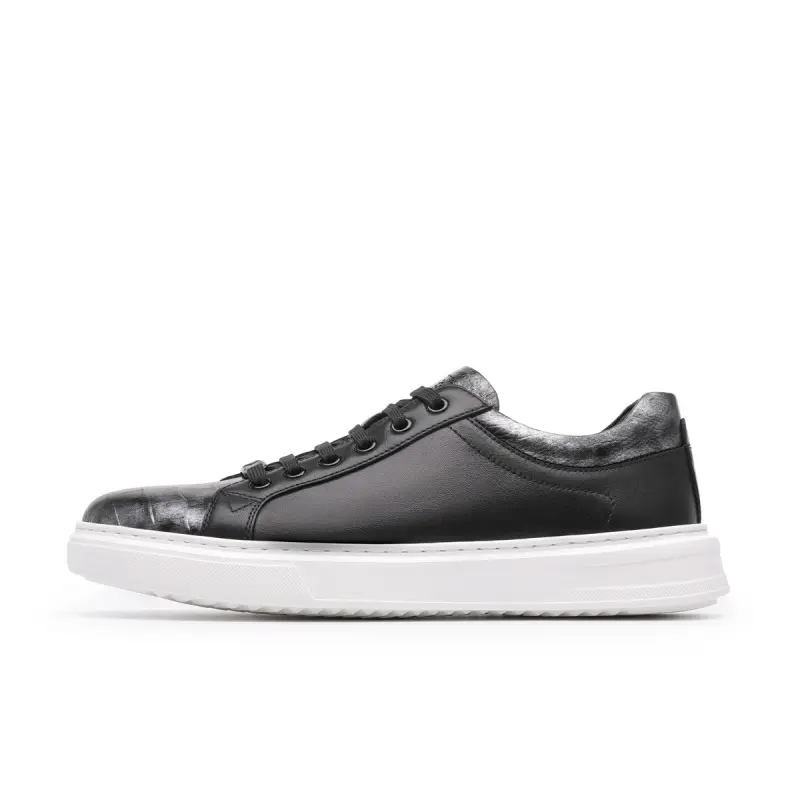 Chrisdien Deny Cow Leather Classic And Versatile Abrasion Resistant Cushioning Low top Skateboard Shoes Men's Black