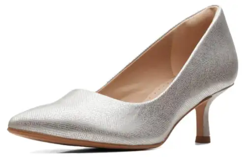 Clarks Top Grain Cow Leather Slim Heel High Heels 5.5cm Women's Silver