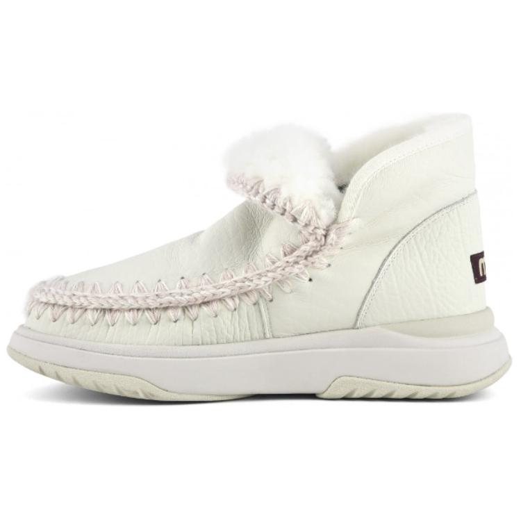 MOU Sheepskin Short Snow Boots Men's White