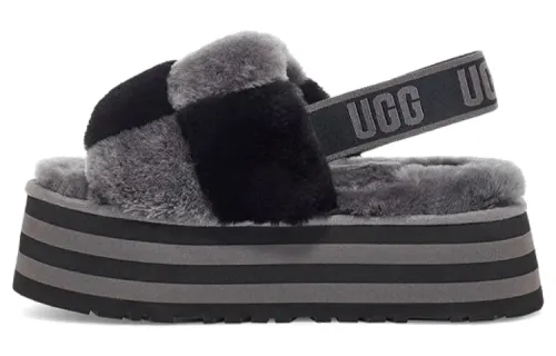 UGG DISCO Checker Slide Fashion Sandal Women's Black Gray