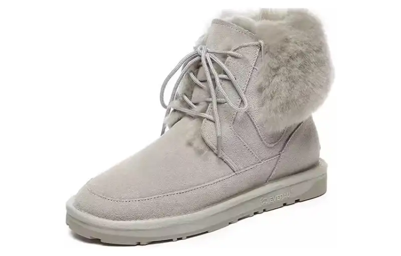 EVERAU Sheepskin Short Snow Boots Women's Gray